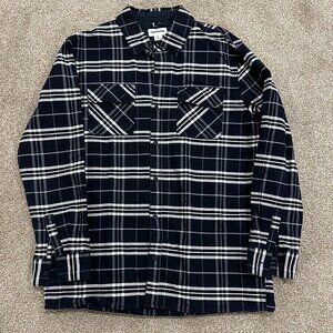 Converse Button Up Long Sleeved Plaid Shirt - Men's L - Navy / White